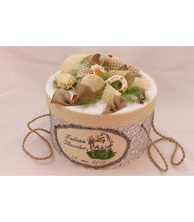 Trusou botez personalizat si cutie botez broderie calut