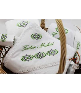 Trusou Botez Traditional  Verde | Broderie punct in cruciulita | Atelierele Cris