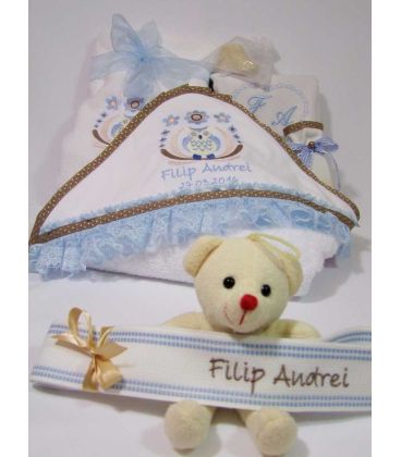 Trusou botez baieti broderie bufnita