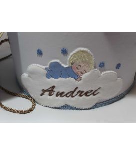 Trusou botez personalizat si cutie botez bebelus si balon