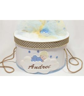 Trusou botez personalizat si cutie botez bebelus si balon