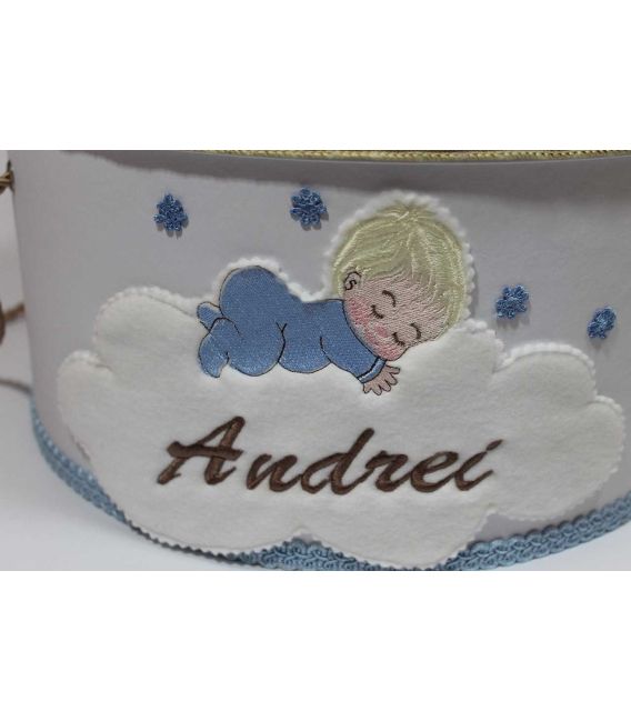 Trusou botez personalizat si cutie botez bebelus si balon