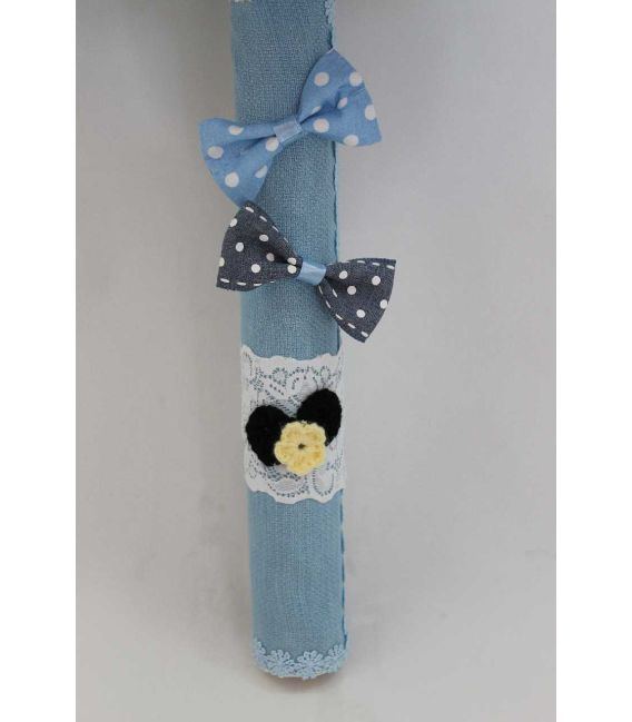 Lumanare botez baieti Mickey Mouse si papion cu buline albe