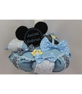 Lumanare botez baieti Mickey Mouse si papion cu buline albe
