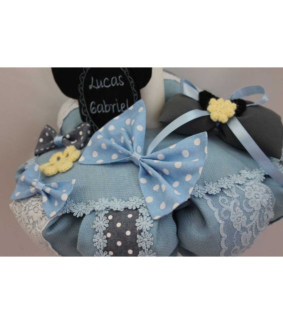 Lumanare botez baieti Mickey Mouse si papion cu buline albe