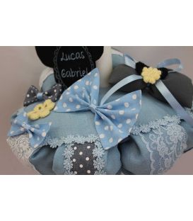 Lumanare botez baieti Mickey Mouse si papion cu buline albe