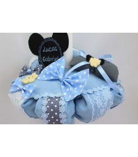 Lumanare botez baieti Mickey Mouse si papion cu buline albe