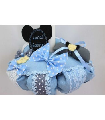 Lumanare botez baieti Mickey Mouse si papion cu buline albe