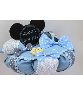 Lumanare botez baieti Mickey Mouse si papion cu buline albe