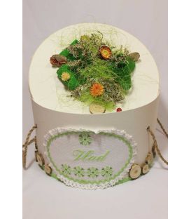 Cutie botez personalizata traditionala broderie stelute culoarea verde