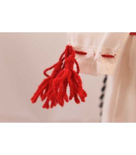 Costum botez traditional fetite broderie floare rosu si negru