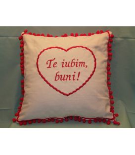 Perna decorativa brodata mesaj