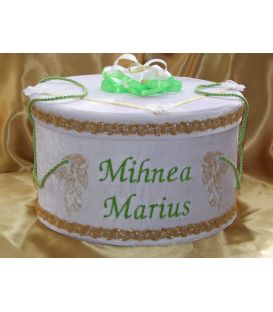 Cutie botez baieti catifea/verde 