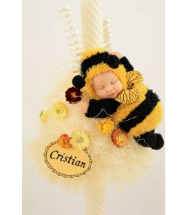 Lumanare botez personalizata cu jucarie albinuta Zum Zum