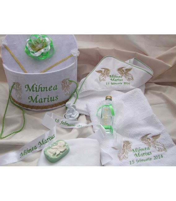 Trusou botez personalizat doi ingerasi cu harpa
