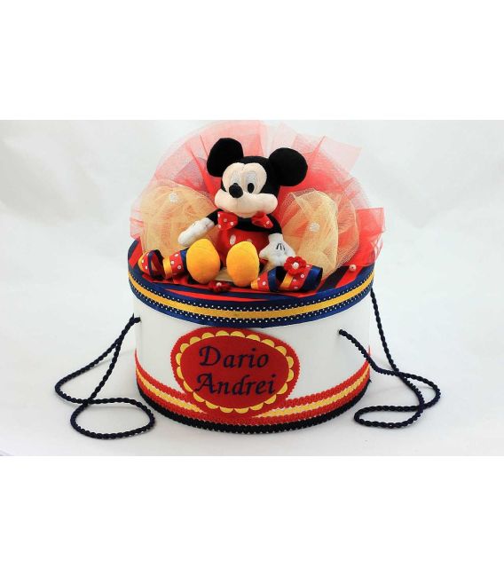 Trusou botez Mickey Mouse personalizat complet baiat culoare bleomarine