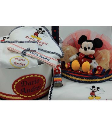 Trusou botez Mickey Mouse personalizat complet baiat culoare bleomarine