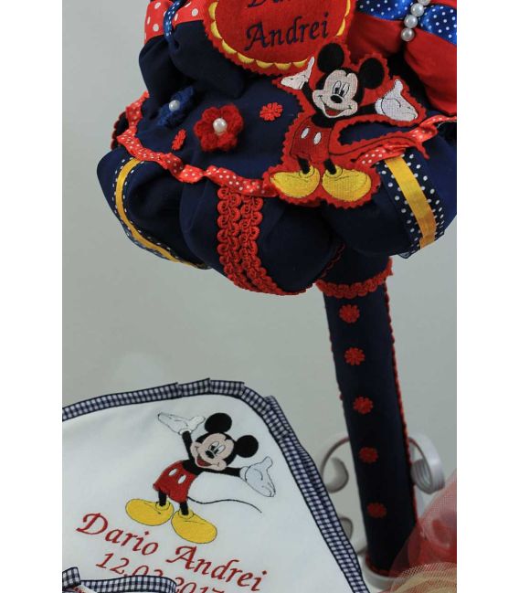 Trusou botez Mickey Mouse personalizat complet baiat culoare bleomarine