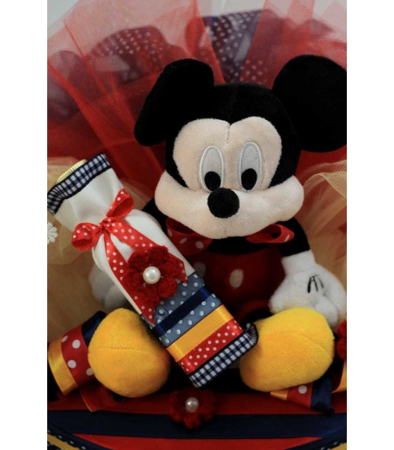 Trusou botez Mickey Mouse personalizat complet baiat culoare bleomarine
