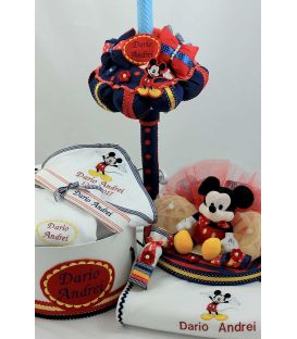 Trusou botez Mickey Mouse personalizat complet baiat culoare bleomarine