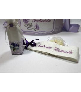 Trusou botez personalizat complet fluturasi fetite culoare lila