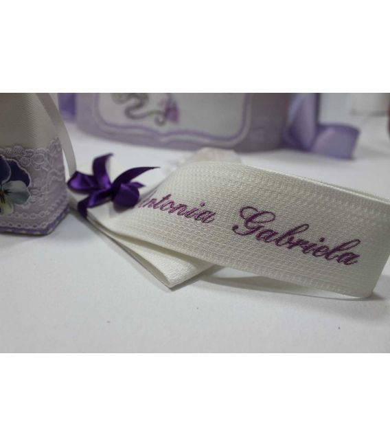 Trusou botez personalizat complet fluturasi fetite culoare lila