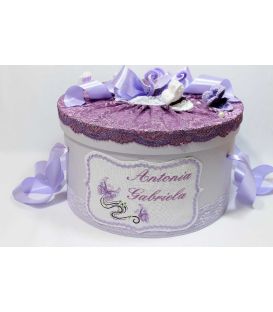 Trusou botez personalizat complet fluturasi fetite culoare lila