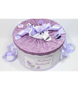 Trusou botez personalizat complet fluturasi fetite culoare lila