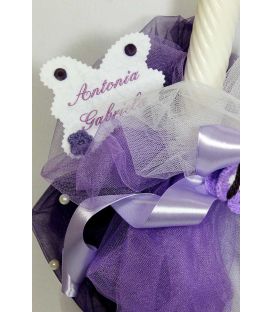 Trusou botez personalizat complet fluturasi fetite culoare lila