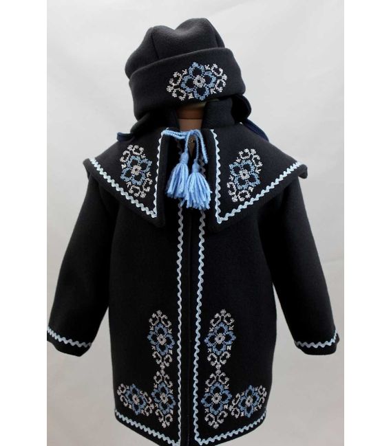 Costum popular botez - set palton caciulita si botine