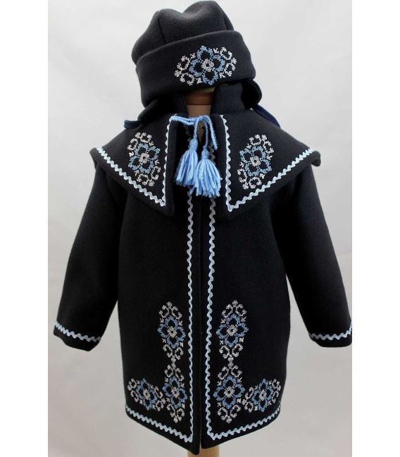 Costum popular botez - set palton caciulita si botine