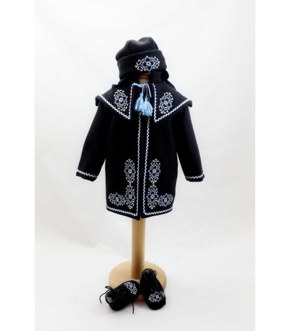 Costum popular botez - set palton caciulita si botine