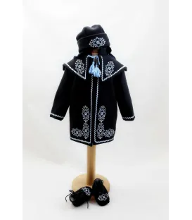 Costum popular botez - set palton caciulita si botine