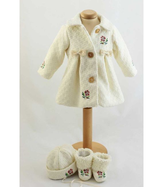 Palton traditional botez fetite floare