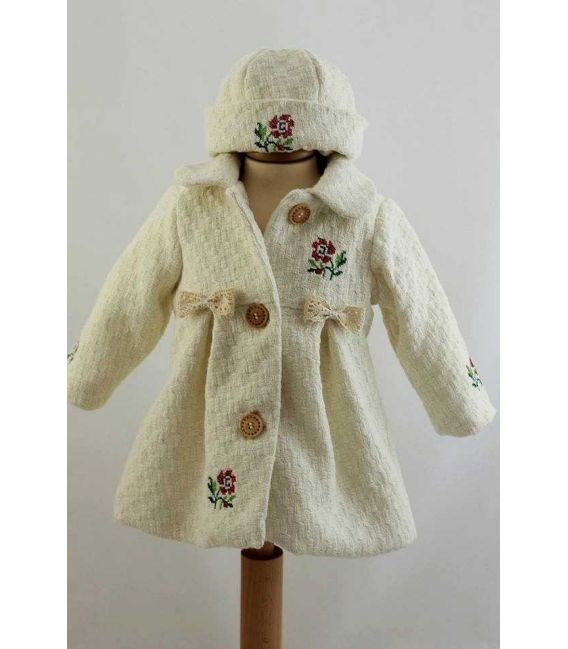 Palton traditional botez fetite floare