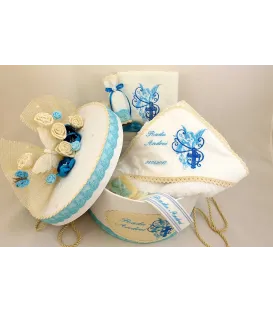 Set botez trusou, cutie, paturica model ingeras si cruce varianta