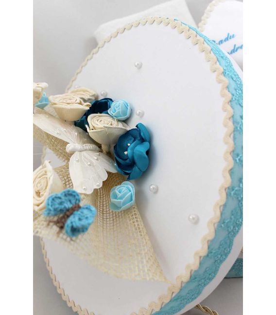 Set botez trusou, cutie, paturica model ingeras si cruce varianta