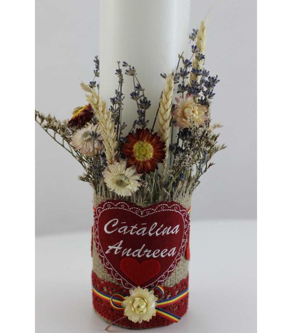 Lumanare botez personalizata scurta Catalina