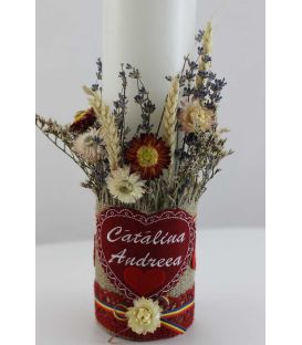 Lumanare botez personalizata scurta Catalina