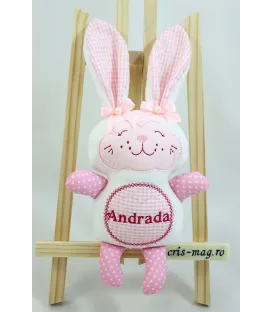 Iepuras handmade brodat cu nume model Andrada