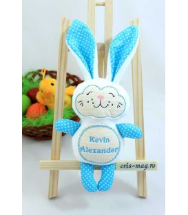 Jucarii personalizate bebelusi - Cadou iepuras handmade personalizat cu numele copilasului