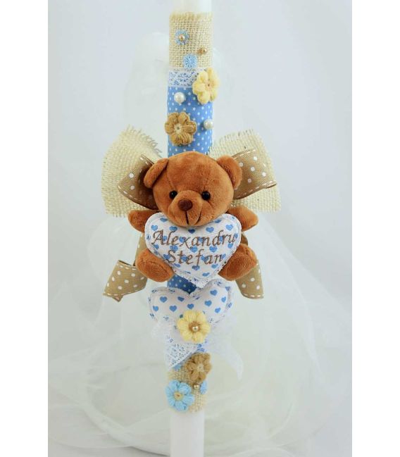 Lumanare botez baiat personalizata Sweat Bear