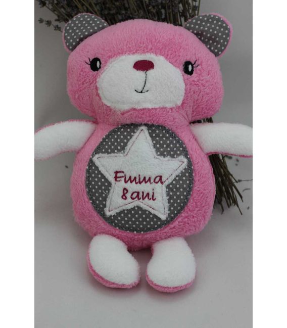 Jucarii personalizate bebelusi - Jucarie personalizata ursulet brodat handmade Emma