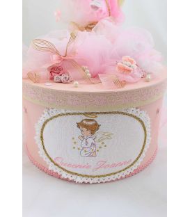 Cutie botez decorata pentru fetite cu ingerasul Rafael