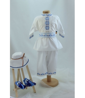 Costum popular botez baieti de vara culoare albastra