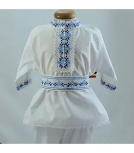 Costum popular botez baieti de vara culoare albastra