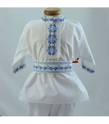 Costum popular botez baieti de vara culoare albastra