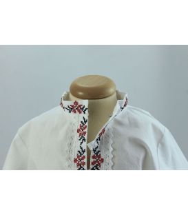 Costum popular botez baieti de vara broderie culori rosu-negru