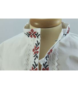 Costum popular botez baieti de vara broderie culori rosu-negru