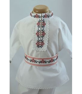 Costum popular botez baieti de vara broderie culori rosu-negru